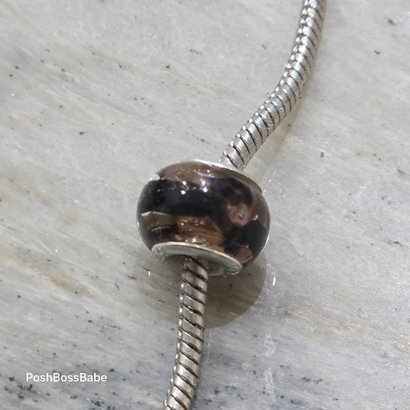 Murano .925 stearling silver center core glass bead fits pandora type bracelets - Picture 6 of 15